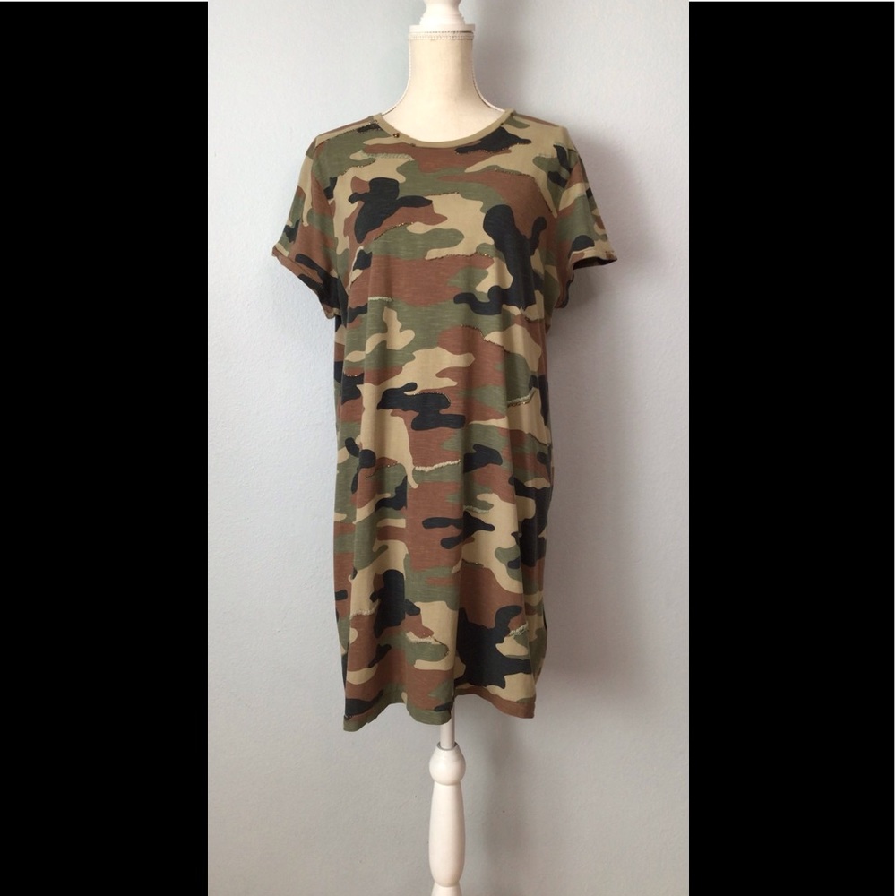 Polo RALPH LAUREN Camo Shirt Dress Beads
